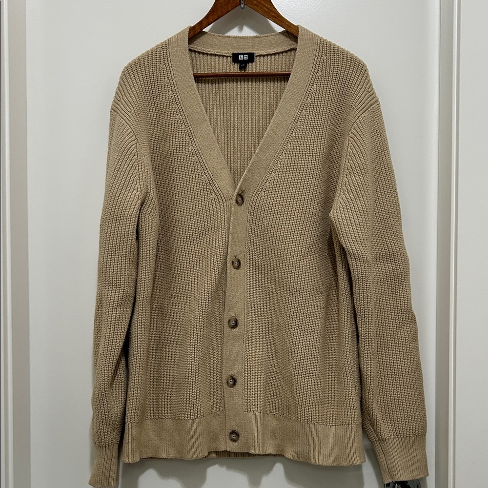 Uniqlo Men's Tan Cardigan Sweater